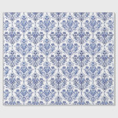 Gedeihendes Damastmuster - blau Geschenkpapier (Flach)