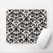 Gedeihendes Damastmuster Schwarz auf Creme Mousepad (Mit Mouse)