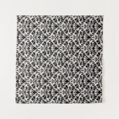 Gedeihendes Damastmuster Schwarz auf Creme Wandteppich (Vorderseite (Horizontal))