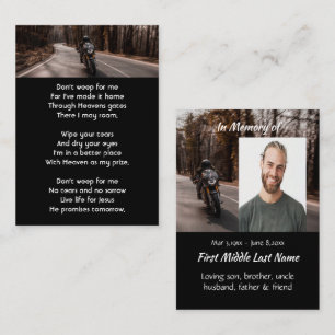 Gedenk-Christen-Foto-Motorrad-Biker Visitenkarte