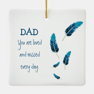 Gedenk   Feder   Blau   Keramik-Schmuck Keramikornament