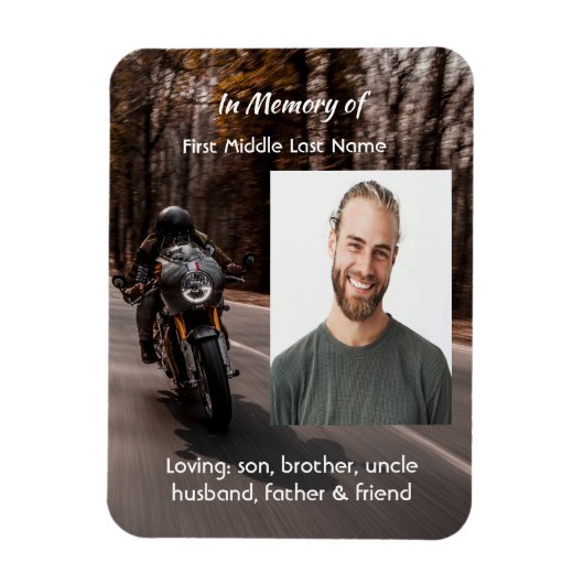 Gedenk-Foto Motorrad Biker Magnet (Vertikal)
