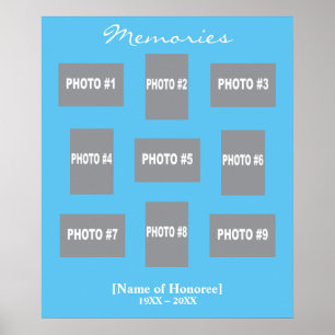 Gedenk-Fotocollage mit farbigem Hintergrund Poster