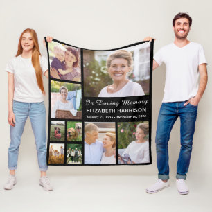 Gedenk-Fotocollage Schwarz In Loving Memory Fleecedecke