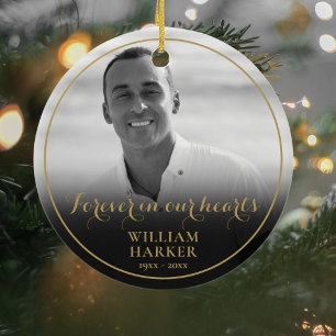 Gedenk Schwarz-Weiß-Foto Weihnachten Keramik O Ornament