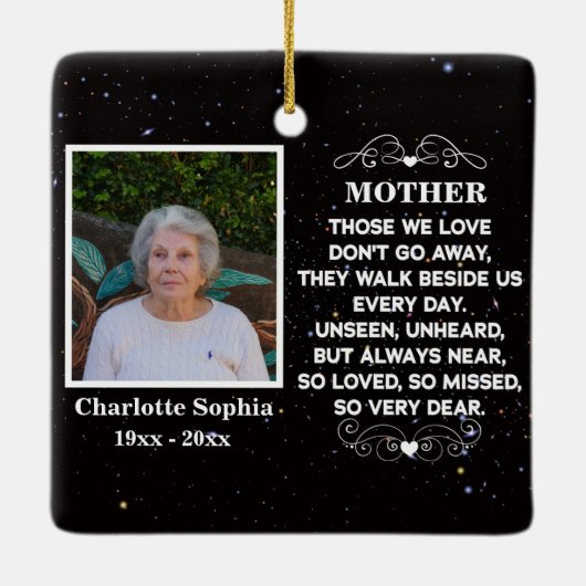 Gedenkangebot für Mama Custom Foto und Name Ceram Keramikornament (Rückseite)
