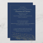 Gedenkankündigung zur Beerdigung von Navy-Olivenöl Einladung (Vorne/Hinten)