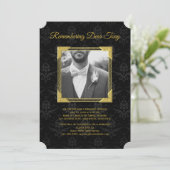 Gedenkartikel mit schwarzen Damaskus-Goldrahmen fü Einladung (Stehend Vorderseite)