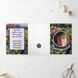 Gedenkbild Gemischte Blumen Foto Gedicht Dreifach Gefaltete Ankündigung