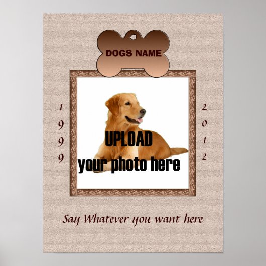 Gedenkbuch für Hunde - Braune Töne Poster (Vorne)