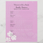 Gedenkbuchseite, rosa Blumenseite (Vorderseite)