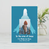 Gedenkdienst einladen in die Arme Jesu Einladung (Stehend Vorderseite)