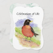 Gedenkdienst Einladung Wasserfarbe Robin Bird (Vorne/Hinten)