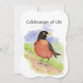 Gedenkdienst Einladung Wasserfarbe Robin Bird (Vorderseite)