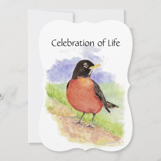 Gedenkdienst Einladung Wasserfarbe Robin Bird (Vorderseite)