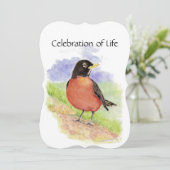 Gedenkdienst Einladung Wasserfarbe Robin Bird (Stehend Vorderseite)