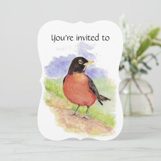 Gedenkdienst Einladung Wasserfarbe Robin Bird (Stehend Vorderseite)