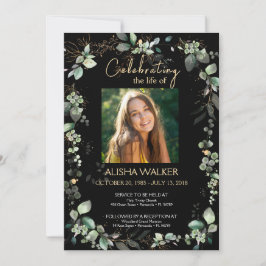 Gedenkdienst für Schwarz und Grüne Foliage-Fotos Einladung