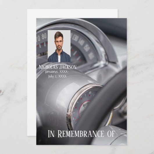 Gedenkdienst lädt Auto-Fahrzeuge für antike Autos Einladung (Vorne/Hinten)