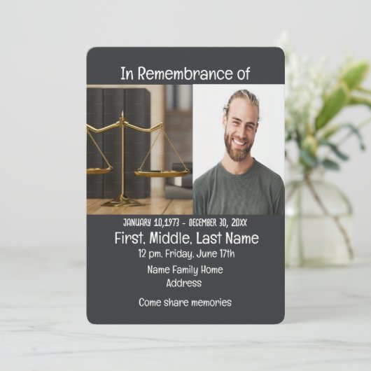 Gedenkdienst lädt Rechtsanwälte ein Einladung (Stehend Vorderseite)