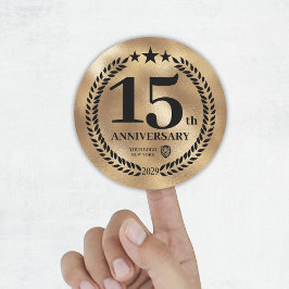 Gedenken an das 15. Jubiläum des Gold-Logos Runder Aufkleber