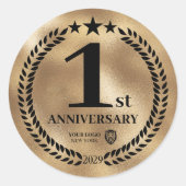 Gedenken an das 1. Jubiläum des Gold-Logos Runder Aufkleber (Vorderseite)