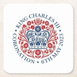 Gedenken an das King Charles III Coronation Logo Rechteckiger Pappuntersetzer