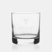 Gedenken an den Abschluss der Custom Medical Schoo Whiskyglas (Rückseite)