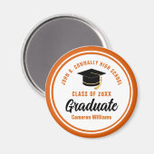 Gedenken an den personalisierten Orangen Graduat Magnet (Vorderseite/Rückseite)