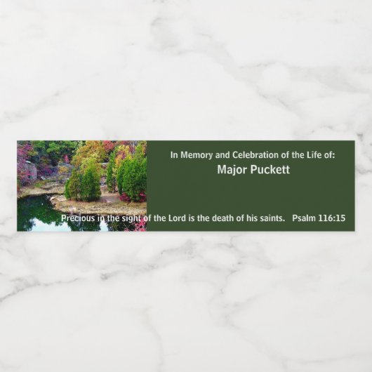 Gedenken an die Gedenkfeier zum Leben Wasserflaschenetikett (Einzelnes Label)