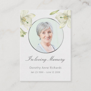 Gedenken an die Gedenkstätte Lilies Gedenkkarte Visitenkarte