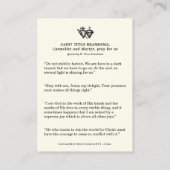 Gedenken an die Heilige Titus Brandsma Platzkarte (Rückseite)