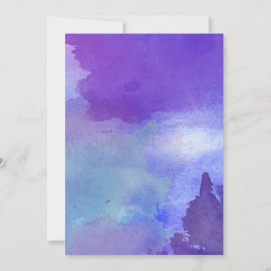 Gedenken an die Lila Blaue Wasserfarbe Einladung (Rückseite)
