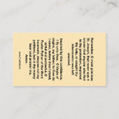 Gedenken an die St. Joseph-Gebetskarte Visitenkarte (Rückseite)