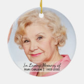 Gedenken an personalisiertes Foto im Gedächtnis Keramik Ornament (Hinten)