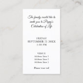 Gedenken an Poppy Sky Blue Beerdigung Zeremonie Ka Visitenkarte (Rückseite)