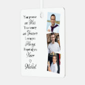 Gedenkerinnerung Bewahren Modernes 3-Foto Ornament Aus Metall (Vorderseite links)