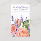 Gedenkfeier Beerdigungskarte Lavendel Peach Rose Telefonnummerkarte (Vorderseite)