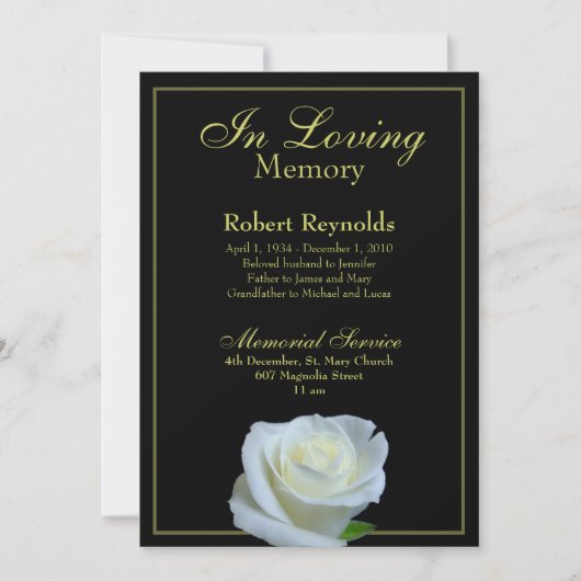 Gedenkfeier / Bekanntgabe Einladung (Vorderseite)