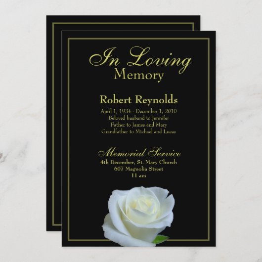 Gedenkfeier / Bekanntgabe Einladung (Vorne/Hinten)