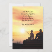 Gedenkfeier dank Vater Son Fishing Fish Dankeskarte (Rückseite)