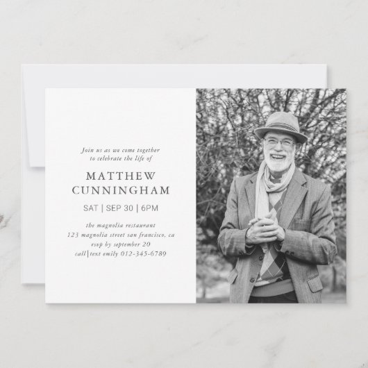 Gedenkfeier des Lebens Moderne einfach Einladung (Vorderseite)