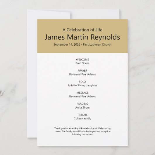 Gedenkfeier des Lebens Volles Foto Einladung (Rückseite)