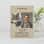 Gedenkfeier des Lebens Wolf Art Einladung (Stehend Vorderseite)