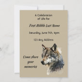 Gedenkfeier des Lebens Wolf Art Einladung (Rückseite)