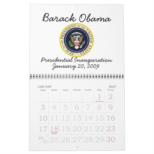 Gedenkfeier des PRÄSIDENTEN OBAMA Kalender (Jan 2027)