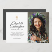 Gedenkfeier Einfaches modernes Foto Dankeskarte (Vorne/Hinten)