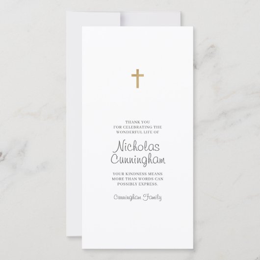 Gedenkfeier Einfaches und modernes Kreuz Dankeskarte (Vorderseite)