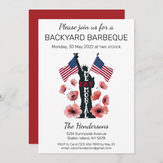 Gedenkfeier Einladung (Vorne/Hinten)