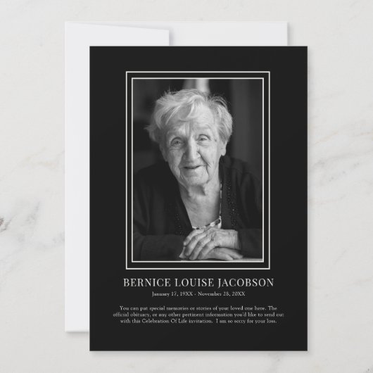 Gedenkfeier Einladung (Rückseite)